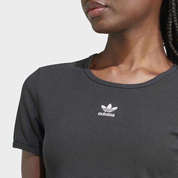 Женская футболка S Essential Lip Tea Adidas Original Crop Tee черного цвета