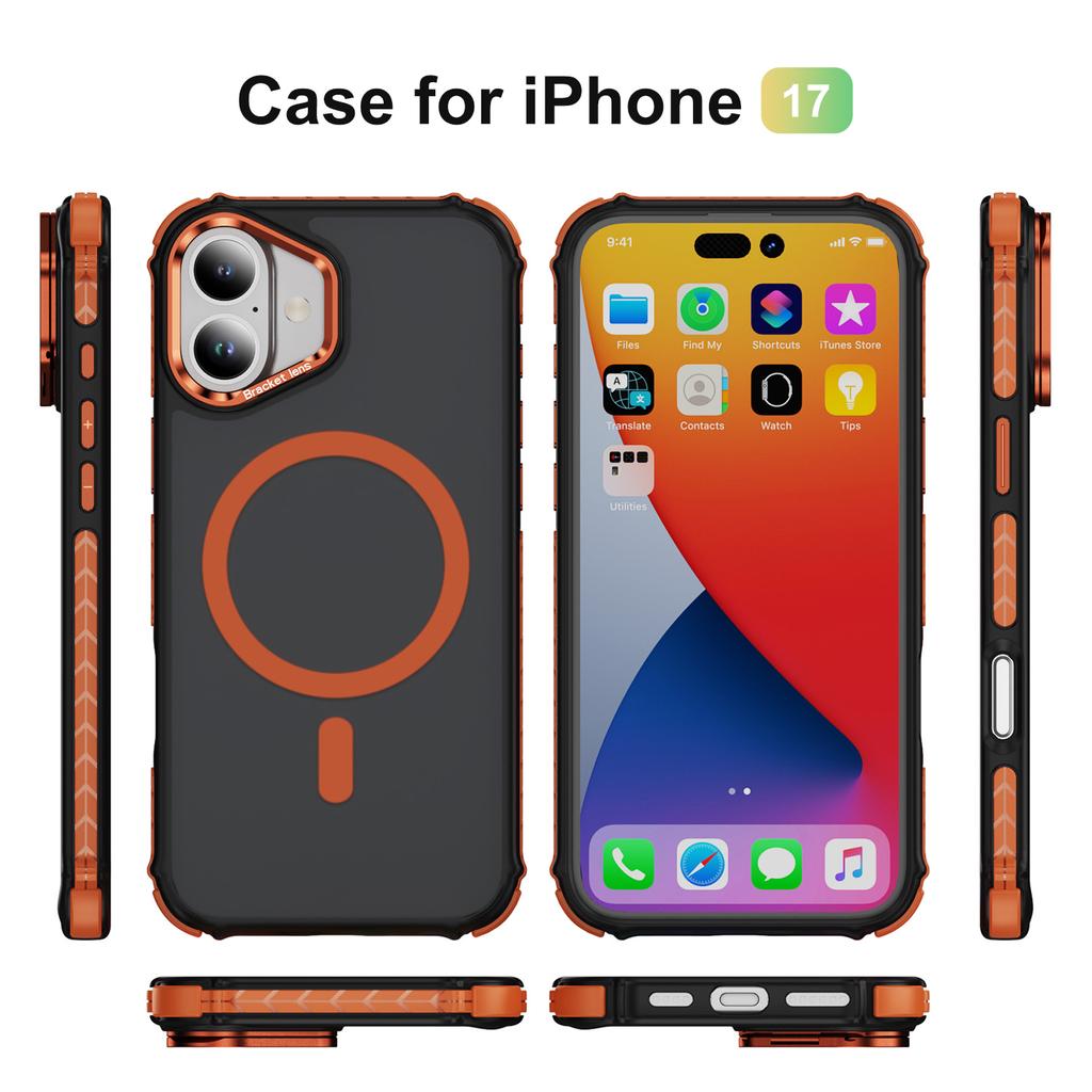 Чехол для iPhone 17 с подставкой для объектива, матовая задняя крышка телефона, совместимая с MagSafe