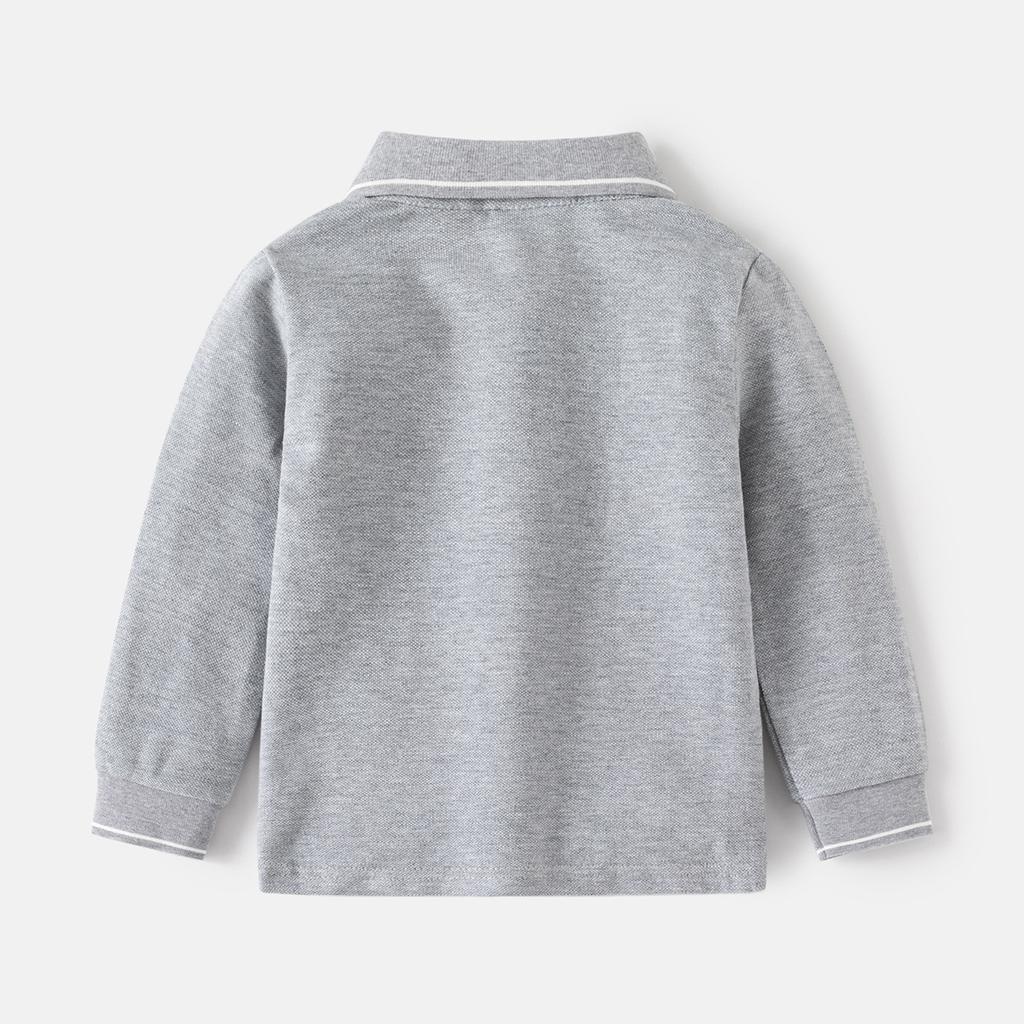 Детская модная рубашка поло, осенняя однотонная повседневная рубашка с лацканами для мальчиков