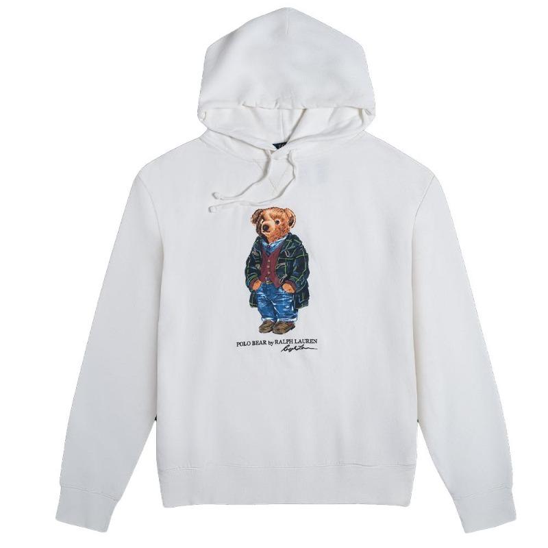Ralph Lauren Худи с принтом медведя и бархатная толстовка с длинным рукавом для мужчин Белый FW23 MNPOKNI16810692-E86