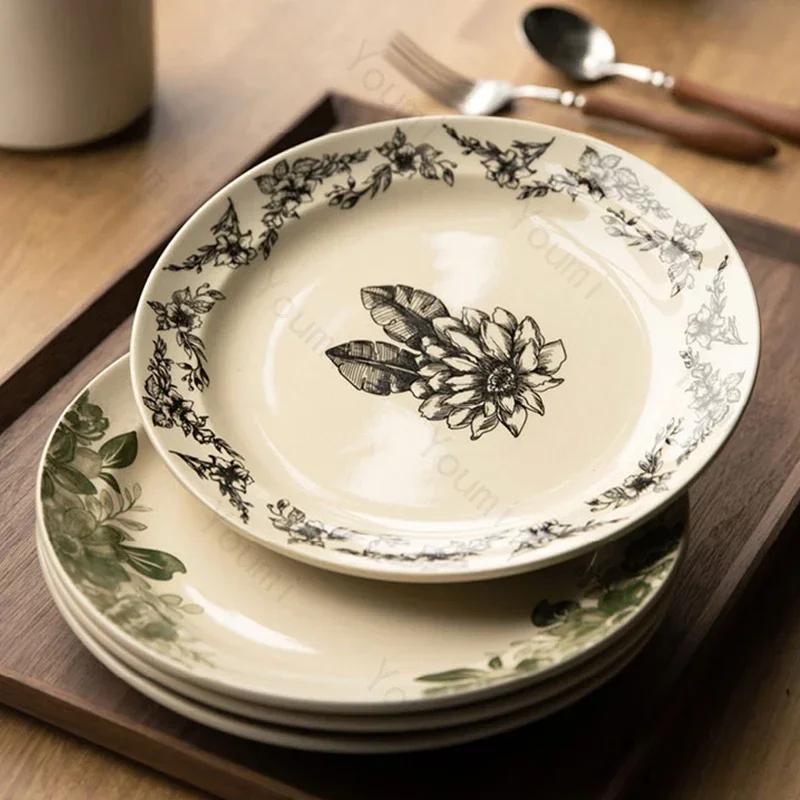 Креативные керамические тарелки в китайском стиле, роскошные ресторанные десертные салатные тарелки, изысканные домашние блюда, глубокая тарелка, изысканная столовая посуда