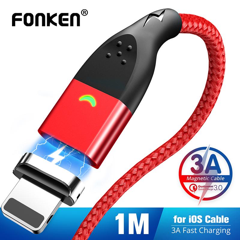 USB-кабель Fonken Micro Магнитный Магнит USB Type C Зарядный кабель для телефона 3A Быстрая зарядка для мобильного телефона Для iPhone
