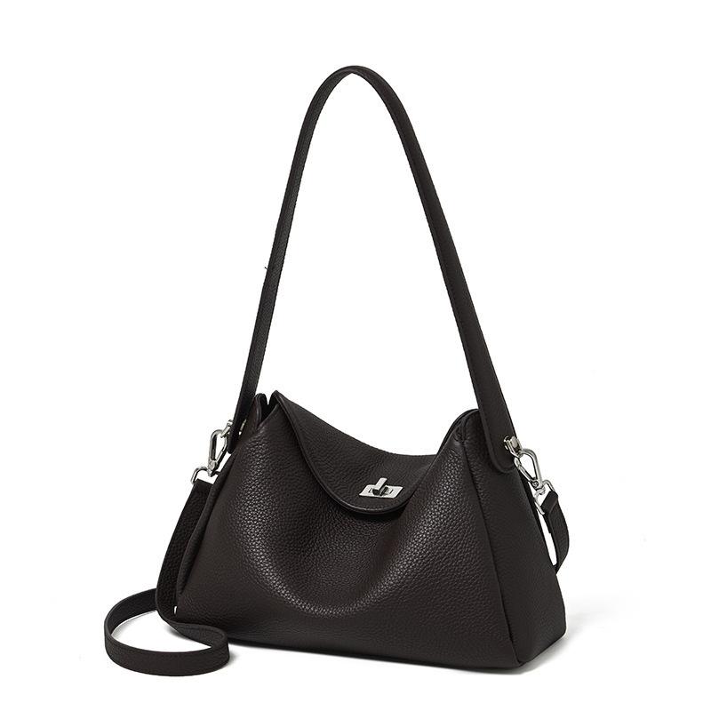 Top-layer cowhide niche design underarm bag 2026 new model simple shoulder bag for commuting large-capacity crossbody handbag