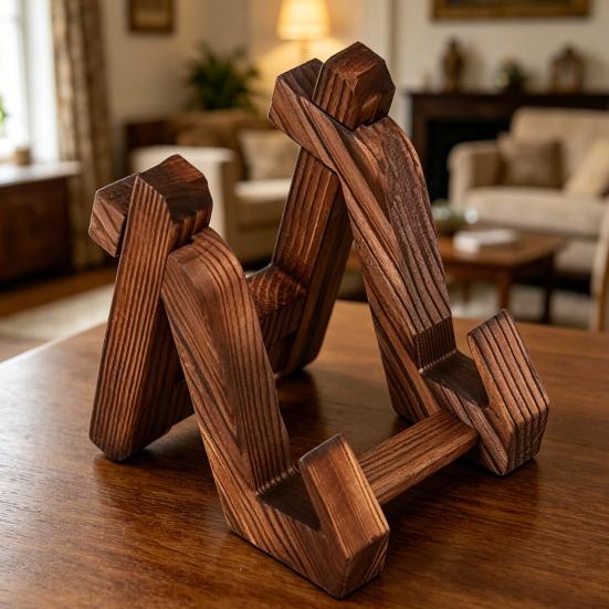 Wooden Book Stand for Reading, Adjustable Tablet Cookbook Holder, Foldable Desktop Display Rack for Music Records Art Print
