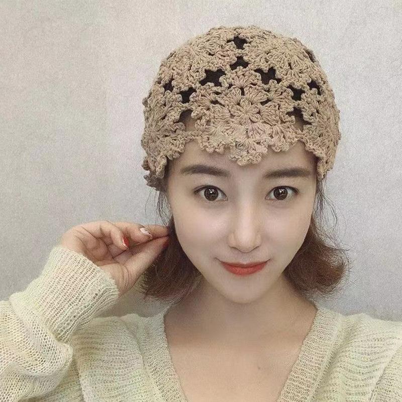 Цветочная вышивка крючком ажурная вязаная шапка французские ретро-аксессуары для шапочки