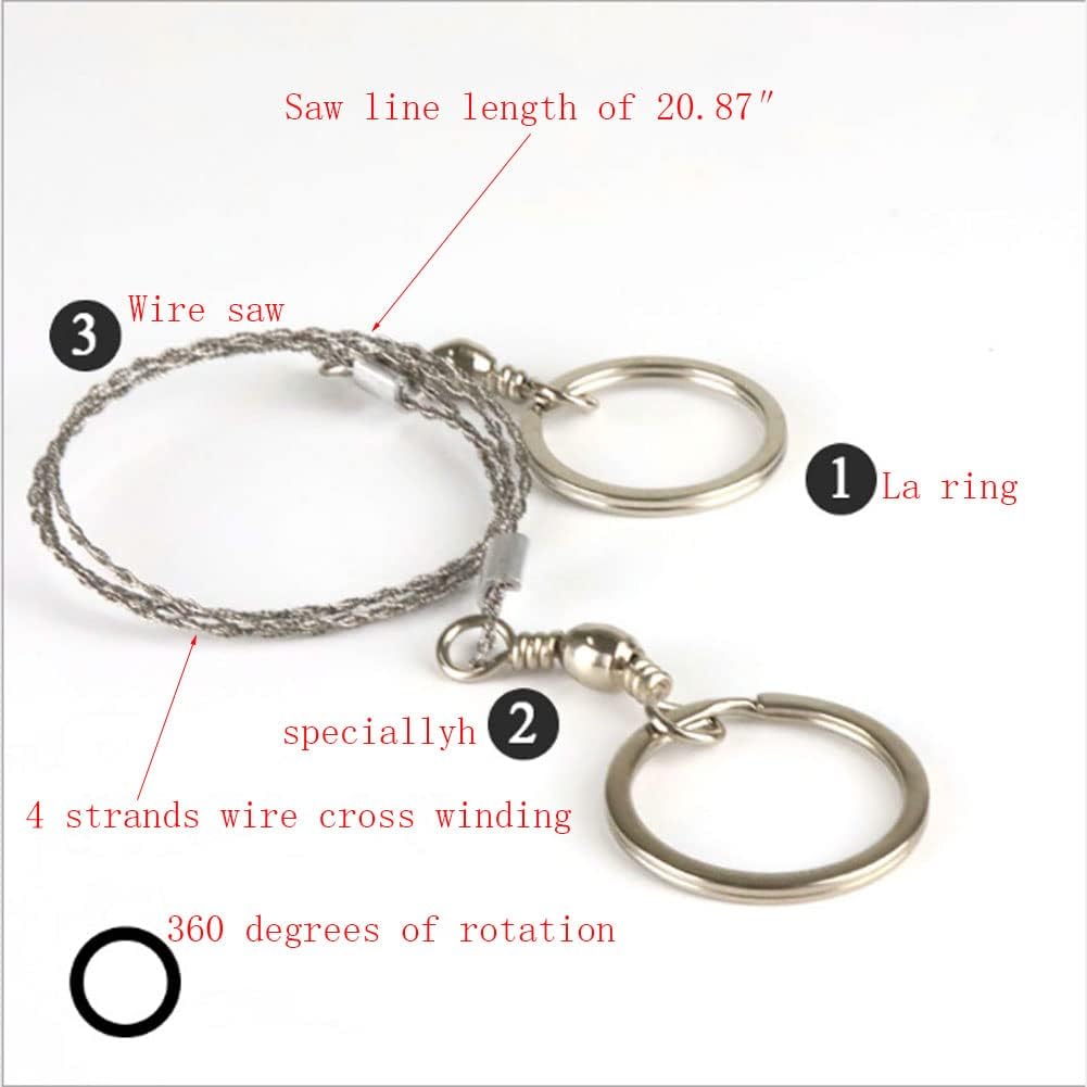 Выживание проволочной пилы I Карманная бензопила из нержавеющей стали. Механизм для рюкзака. I Легкая 22-дюймовая веревка для резки кабеля. I Веревка для аварийной бензопилы для кемпинга.