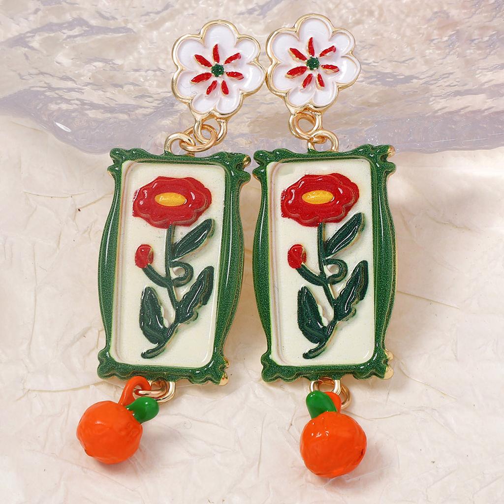 DIGADAGU Alloy Flower Embossed Square Dangle Earrings New Simple Elegant Earrings Women Party Zircon Accessories ZAA