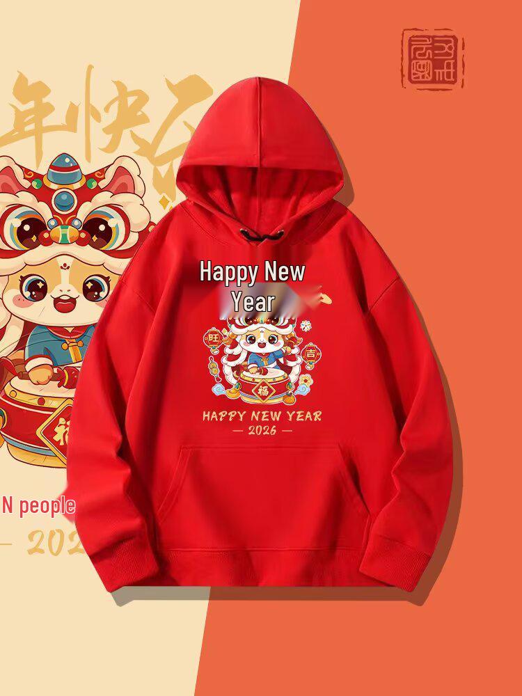 Новая модель толстовки со львом 2026: Мужская повседневная одежда Осень/Зима - Китайский Гонконгский Национальный Тренд - Унисекс