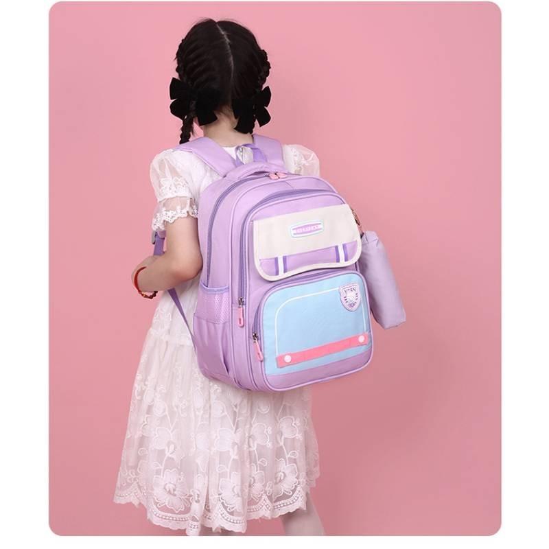 Charming Cartoon Nylon Backpack For 1st And 2nd Grade Kids With Spacious Capacity Cute Pencil Case