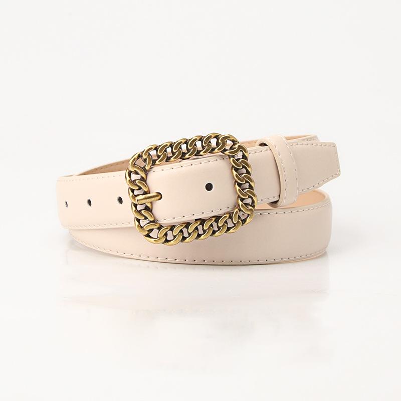 Простой и ретро женский ремень с цепочной пряжкой, модный и универсальный пояс на талию, модный и декорированный джинсовый ремень для женщин