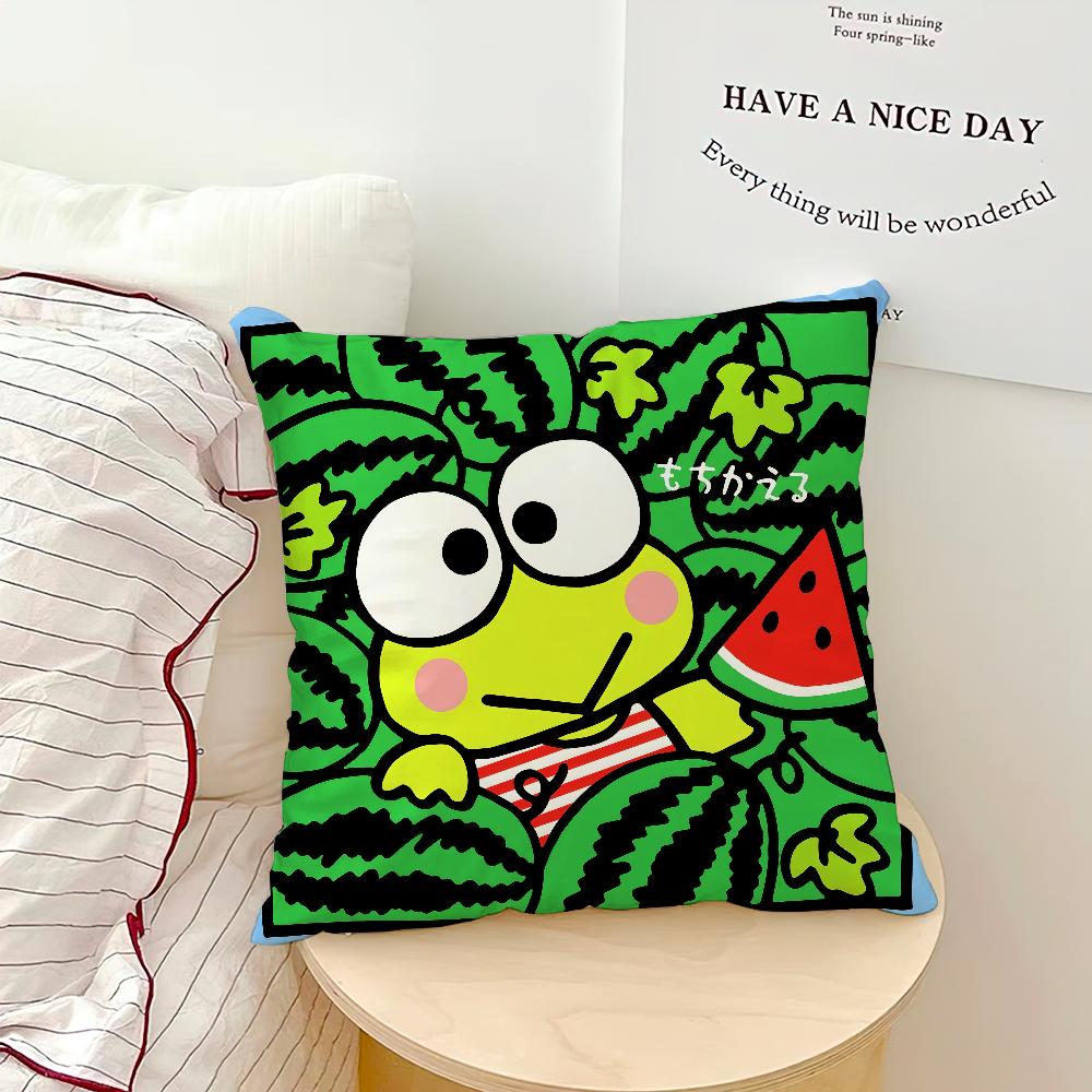 Sanrio Cartoon Big Eyed Frog Pillowcase Decoration Home Doublesided Printed Square Pillow Living Room Decoration Pillowcase Gif