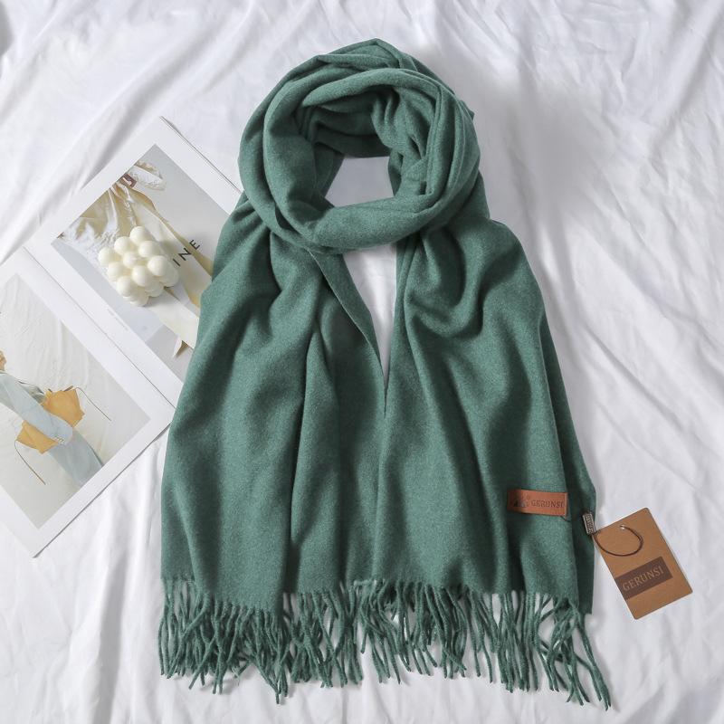 Cashmere Hand Feel Autumn And Winter Solid Color Scarf Women'S Thick Tassel Simple And Versatile Soft And Warm Imitation Cashmere Shawl
