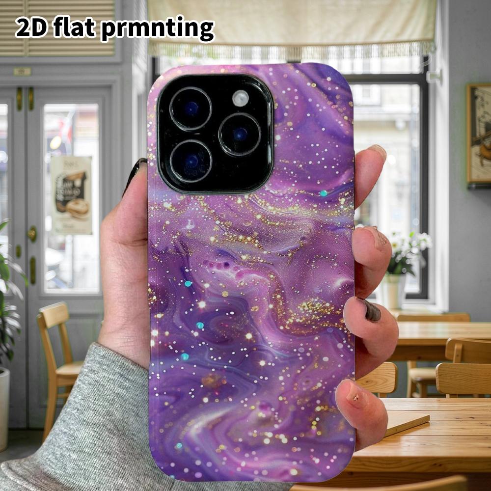 Phone Case: 2D flat design suitable for iPhone 18, 17, 16, 15, 14, 13 Pro film protective case, couple style, purple-blue fantasy, Christmas and Hallo