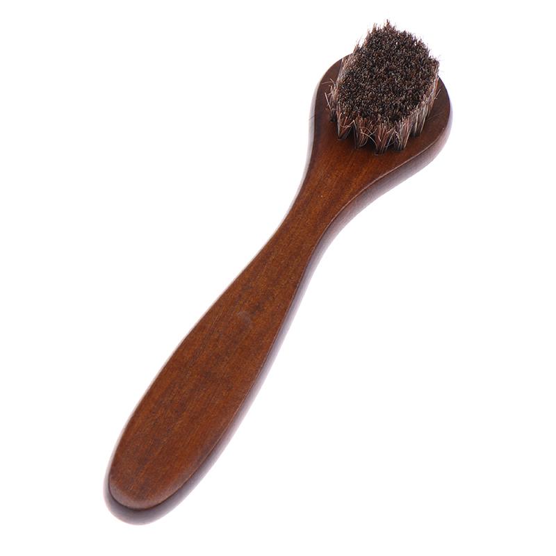 1Pc Shoe Boot Polish Shine Cleaning Dust Removal Durable Shoe Brush Long Wood Handle Bristle Horse Hair Brush