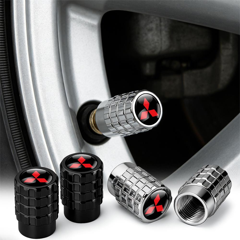 Car Metal Wheel Tire Air Valve Dust Caps Accessories With Logo For MITSUBISHI Lancer EX Competition Outlander ASX Competition