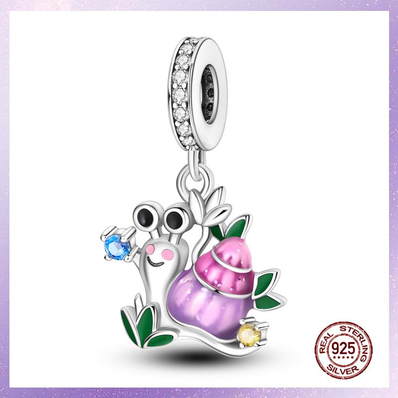 Фиолетовые Шармы Медный Fit Оригинальный Подвесной Браслет Бабочка Стекло Сердце Перо Клип Шарм Подвеска Светящаяся Бусина DIY Ювелирные Изделия