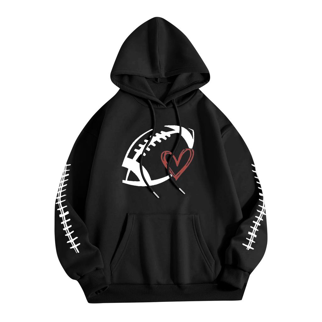 Women's Fashionable, Casual, Comfortable Round-neck, Hooded, Long-sleeved, Rugby-print Warm Sweater