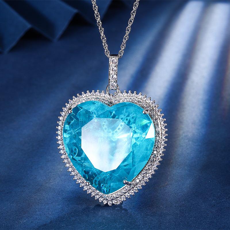Украшения Классическая Винтажная Цепочка для Свитера Большое Сердце Цветной Кулон-Сокровище Ожерелье Основной Камень 32 * 32