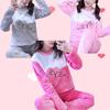 Women Pajamas Sets Winter Flannel Sleepwear Velvet Pyjama 2 Pieces Cartoon Warm Pajamas Mujer Female Loungewear Homewear