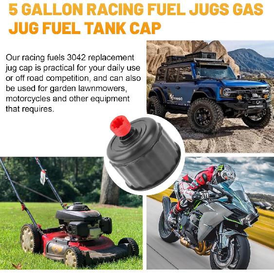 Gas Cans, Fuels Replacement Jug Cap, Racing Fuel 3042 Replacement Cap For 5 Gallon Racing Fuel Jugs, Gas Cans, Fuel Tank Cap - 2 Pack
