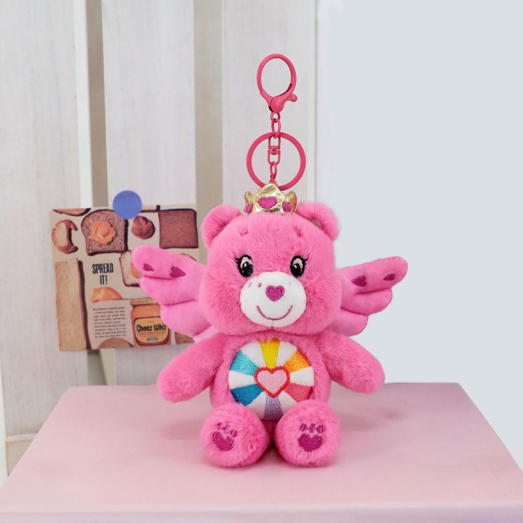 Care Bears Angel Wings Plush Keychain Cute Bear Pendant 15cm Kawaii Bag Charm Soft Stuffed Animal Keyring For Kids Birthday Gift