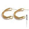 Новые стильные металлические высококачественные серьги-кольца в форме буквы C, позолоченные платиновые металлические блестящие модные повседневные украшения 2024 года для женщин