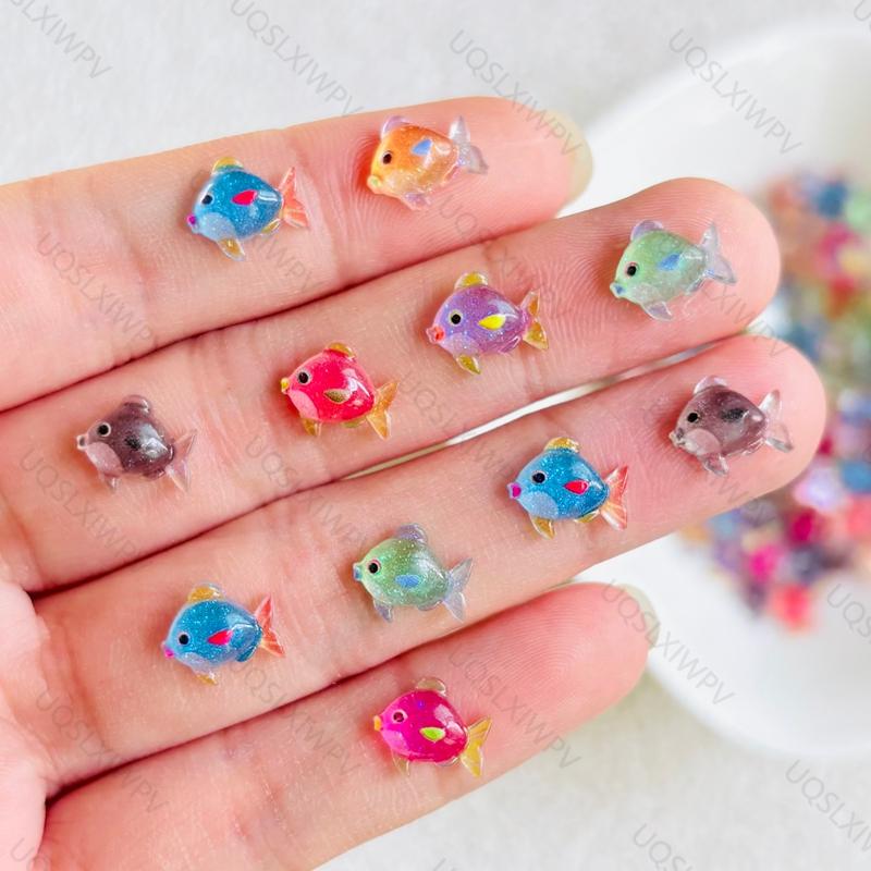 55Pieces Of Cartoon Resin Mini Colored Small Fish Rhinestone 3D Decoration Diy Production Suitable For Nail Art And Jewelry A151