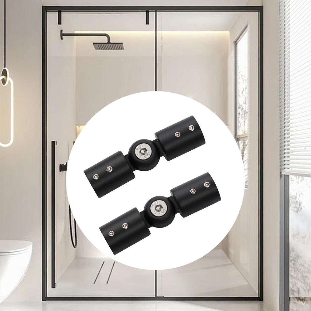 2Pcs Rod Corner Connector Hinged Elbow Connector Shower Room for Bay Window Curtain Rods Heavy Duty with Screws Adjustable