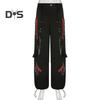 Женские брюки с высокой талией, цветные широкие повседневные брюки свободного кроя, ретро-крутые длинные брюки в уличном стиле