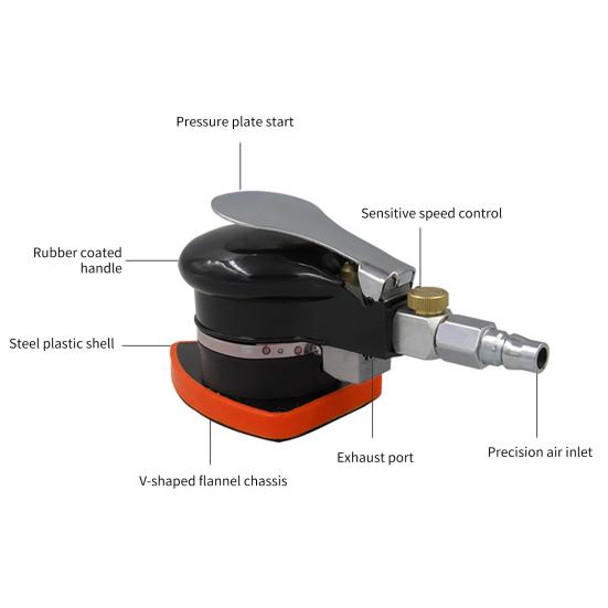 Triangle Palm Air Sander Pneumatic Mini Air Buffer Polisher Interior Cleaning Waxing Tool for Vehicles