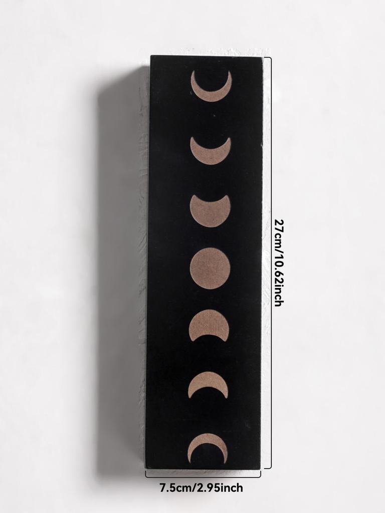 Boho Wall-Mounted Vase Black Wooden Planter with Moon Phase, Tree of Life & Flower of Life Design Home Decor Wall Hanging Gifts