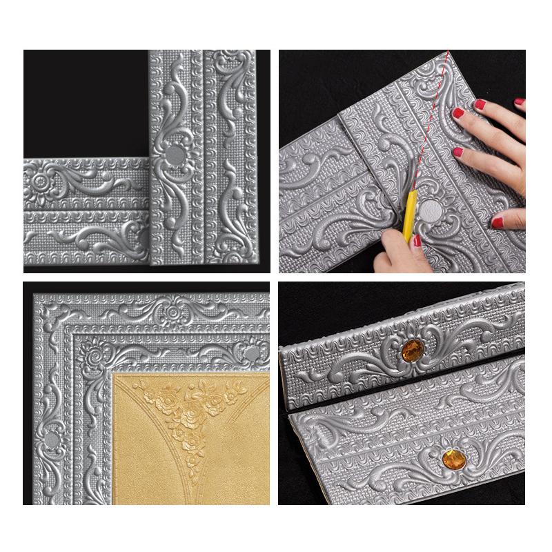 1 шт., пенопластовый плинтус, самоклеящиеся наклейки на стену, линия талии, 3D-тиснение, украшение для дома