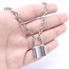 Silver Color PadLock Pendant Necklaces Link Chain Lock Necklaces Collar for Women Men ADM