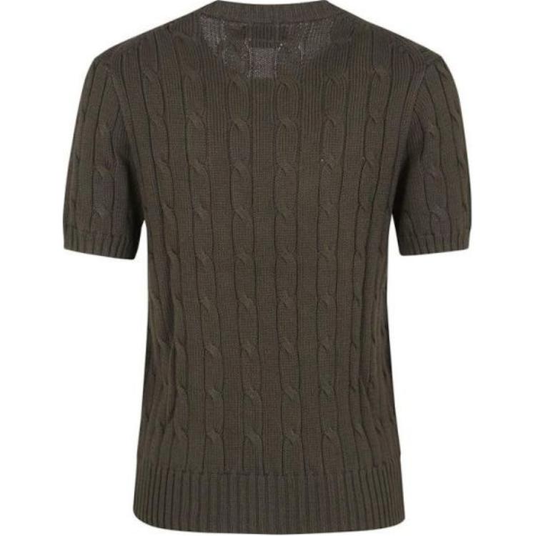 Женский свитер с короткими рукавами и вышитым логотипом Polo Ralph Lauren, цвет шоколада 211895379-016