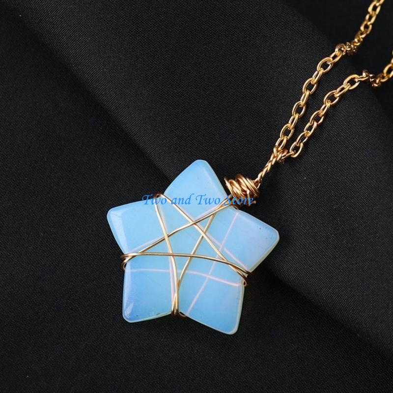 HX6F Opal Pendant Jewelry Star Choker Party Jewelry Gift for Teens Women Girlfriends