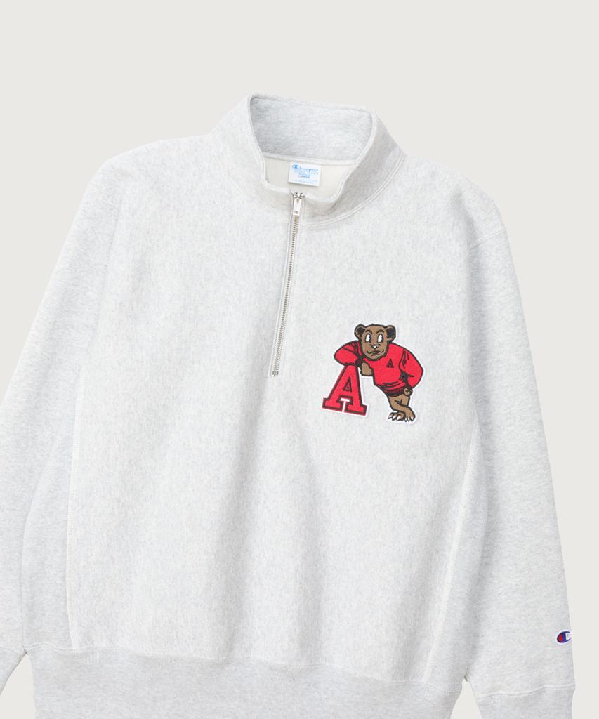 CHAMPION Reverse Weave Blu-Tack Loose Fit College Half Zip Silver Grey