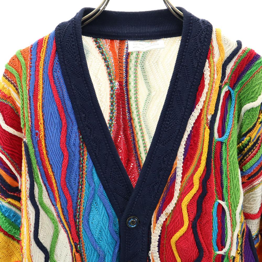 Coogi 90-е годы Сделано в Австралии Старый кардиган 3D вязки с V-образным вырезом Длинный рукав Мужской Б/у