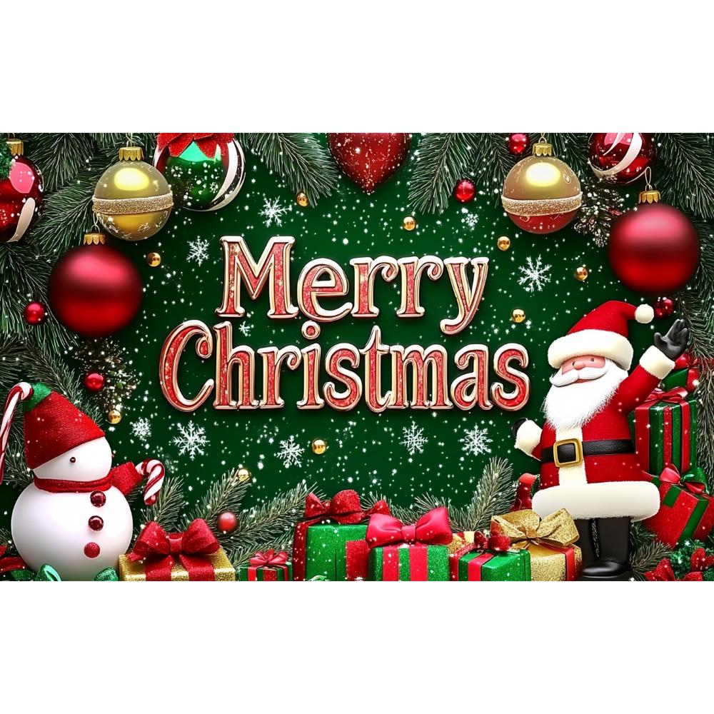 Зеленый Красный Веселый Рождественский Фон Санта Снеговик Большой Баннер Уличные Украшения Для Дома И Сада Для Рождественской Вечеринки Новогодние Декорации