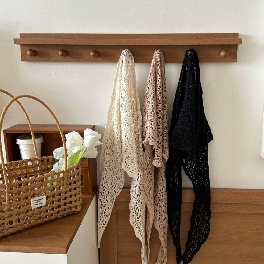 White Knitted Triangle Scarf Ethnic Style Crochet Flower Scarves Hollow Out Lace Shawl Summer