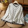 Open Top with Casual Loose Oversized Long Sleeved Shirt Women's Artistic Retro Polka Dot Top