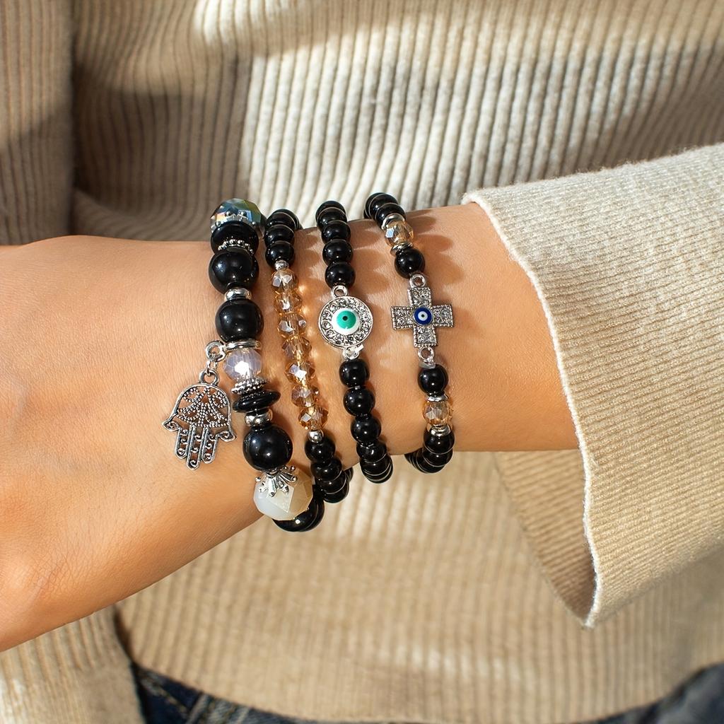 Богемный бисер ручной работы многослойный 4 шт./комплект подарочный крестик для отпуска декор для вечеринки браслеты для женщин бисер браслеты набор изящные ювелирные изделия