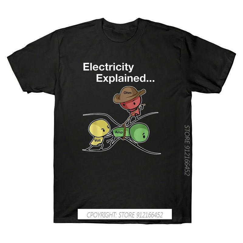Ohm Volt Amp Electricity Explained Electrician Nerd Unisexs Cotton Tshirts Harajuku Oneck Tshirt Unisex Streetwear Hip Hop Top