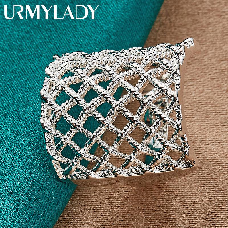 Сетчатое кольцо из стерлингового серебра 925 пробы 6, 7, 8, 9, 10 для женщин, очаровательные ювелирные изделия