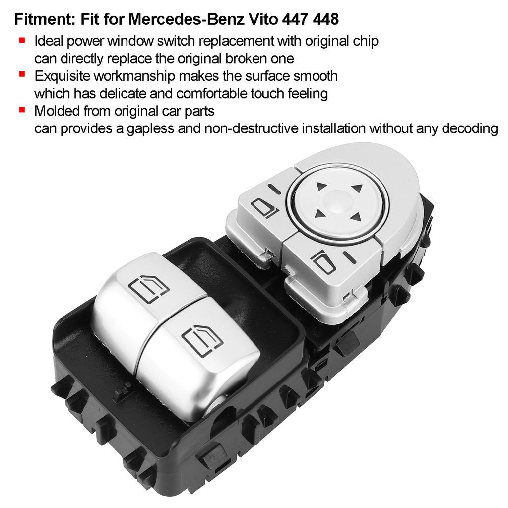 Front Window Door Switch Front Power Window Control Switch A2059056911 for Mercedes‑Benz Vito 447 448 Power Window Switch