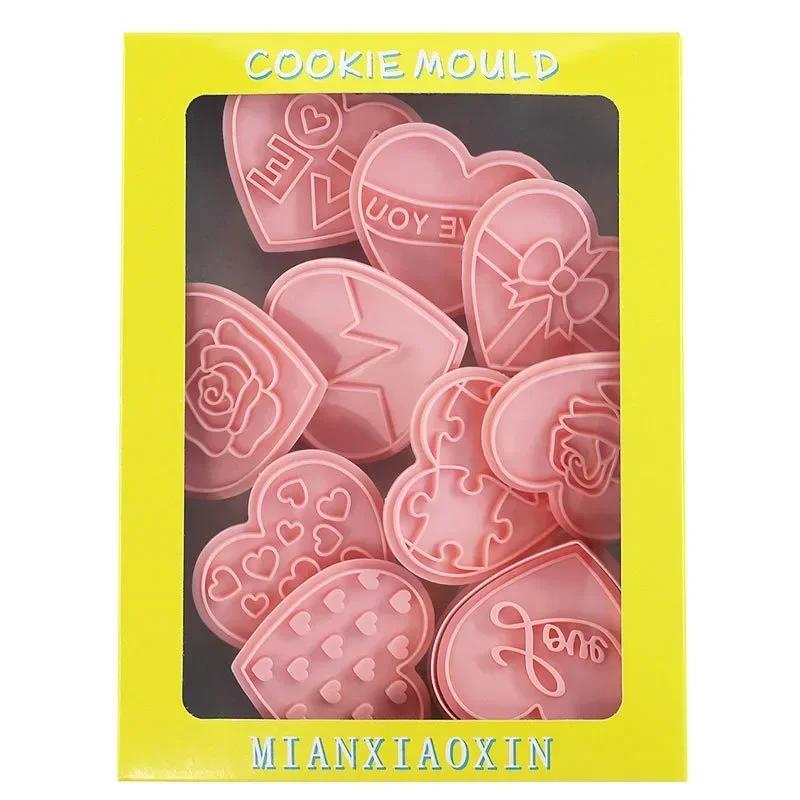 11 шт. Форма для печенья в форме сердца ко Дню святого Валентина, инструменты для резки печенья LOVE, формы для выпечки сахарных пирожных на вечеринку, кухонный инструмент для выпечки
