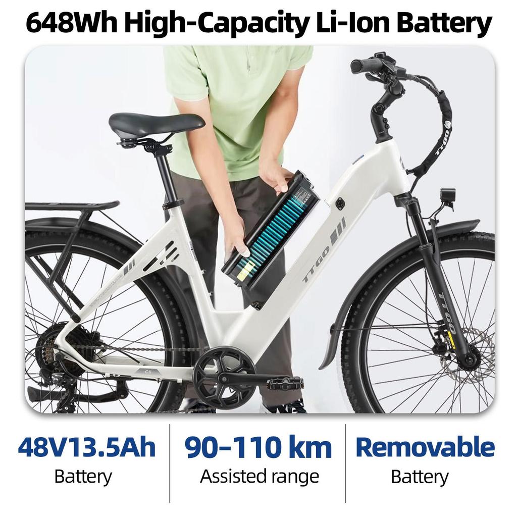 TTGO C5 - 250W Motor - 48V 13.5Ah Lithium Battery – Range up to 90 km – Hydraulic Disc Brakes – 27.5×2.4 inch Tires – Shimano 7 Speeds