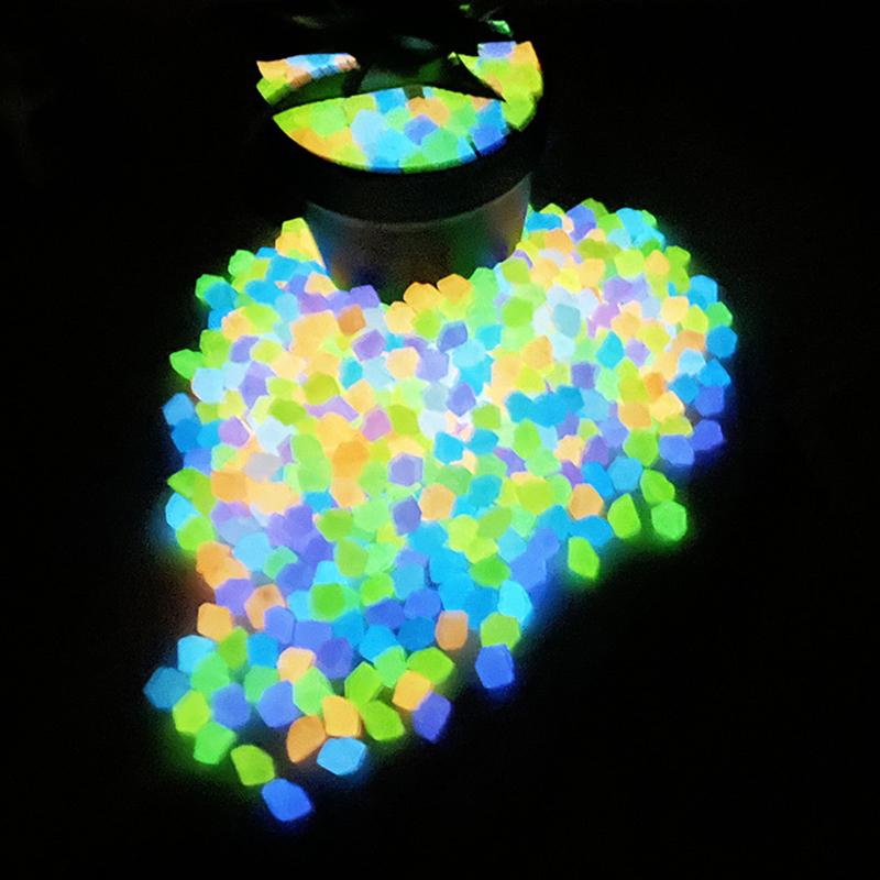 50Pcs Outdoor Luminous Stones Glow In Dark Garden Pebbles Fish Tank Decoration