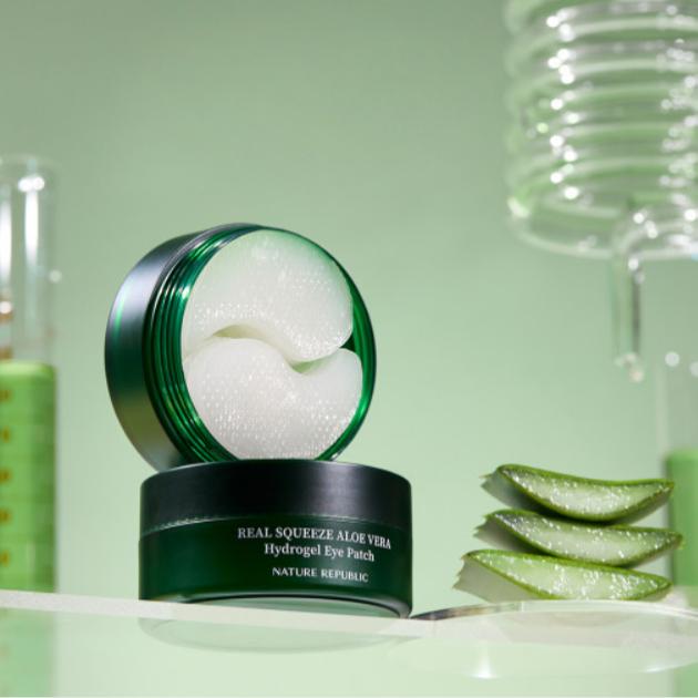 Nature Republic Гидрогелевые патчи для глаз Real Squeeze Aloe Vera, 60 шт.