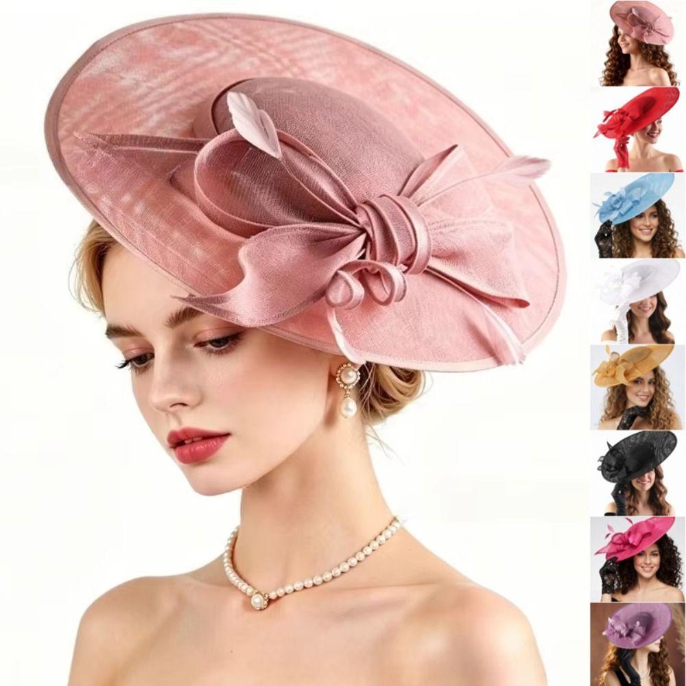 French Feather Fascinator Hat Elegant Vintage Kentucky Hat Hair Hoop Tea Party Hat Wedding