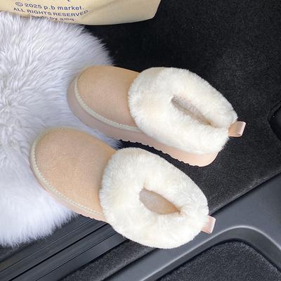 Женские меховые ботинки с мехом у рта, большого размера, на мягкой подошве, зимние теплые меховые ботинки-дутики, утепленные, на щиколотке, нескользящие, для пеших прогулок, повседневные, спортивные, хлопковые ботинки